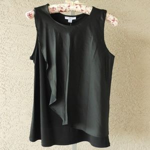 H by HALSTON Satin Fly Away Trimmed Top